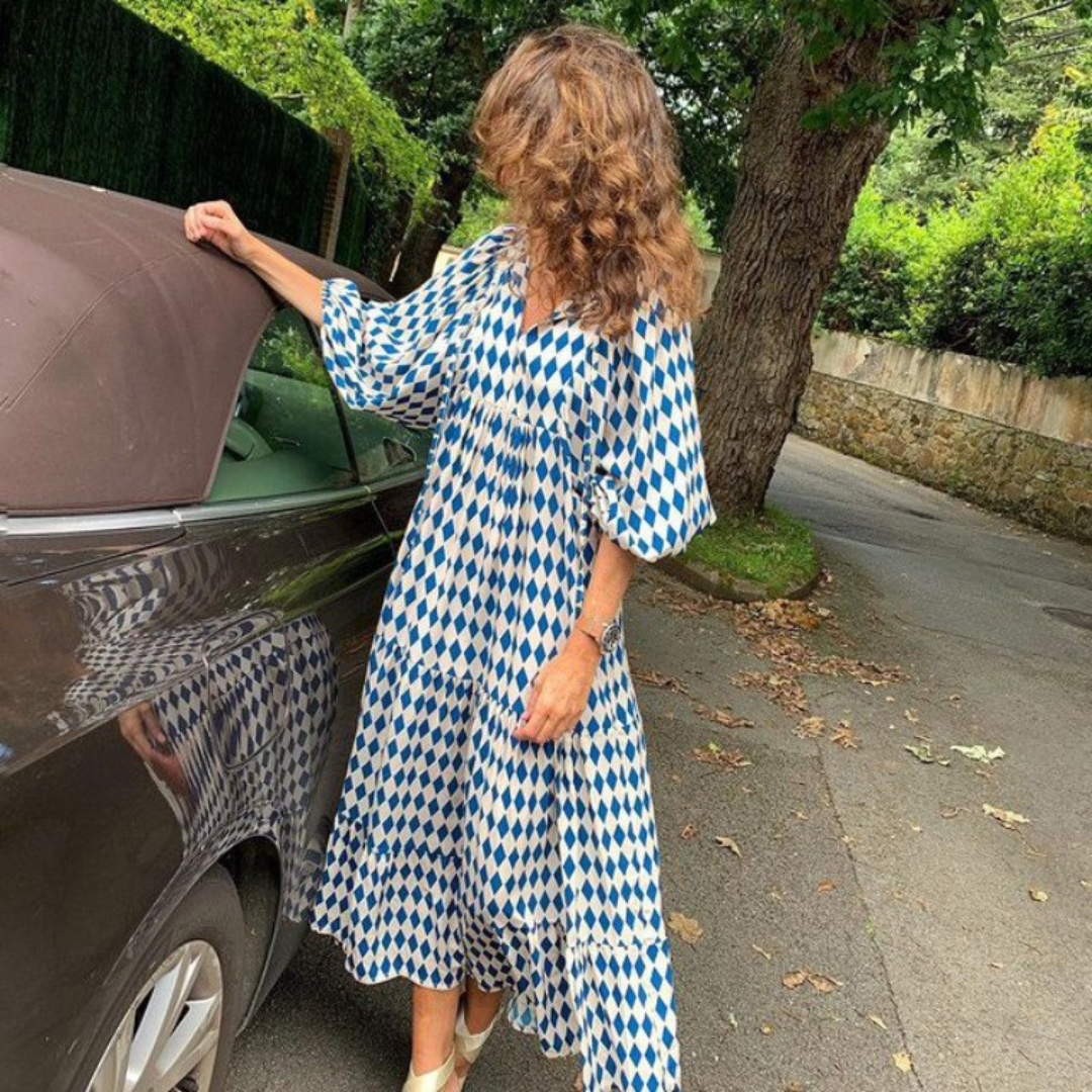Elena - Abito lungo in stile bohémien con maniche a palloncino