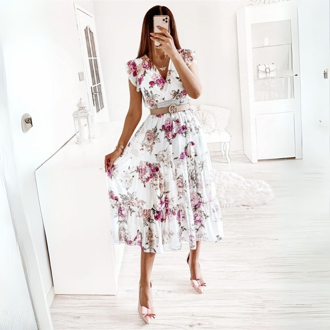 Bianca - Abito in chiffon a maniche corte