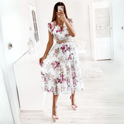 Bianca - Abito in chiffon a maniche corte