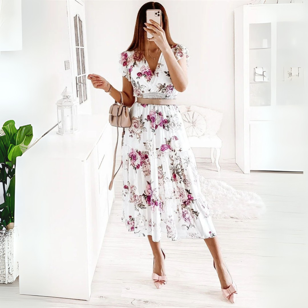 Bianca - Abito in chiffon a maniche corte