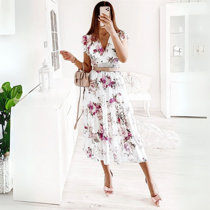 Bianca - Abito in chiffon a maniche corte