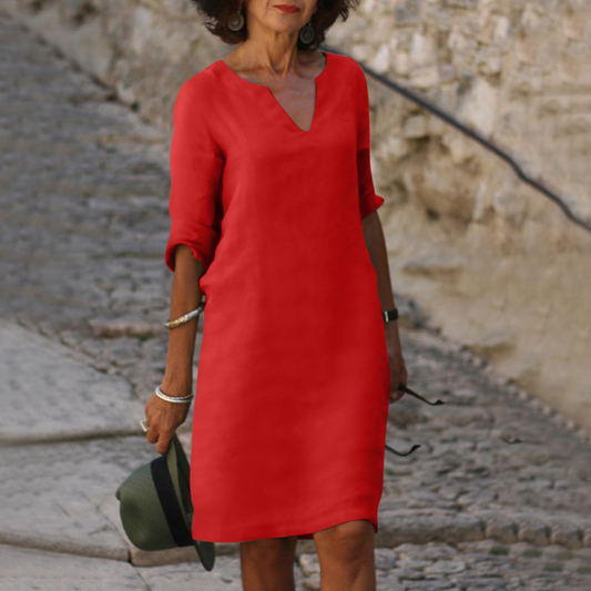 Fiorella - Abito in cotone con scollo a punta